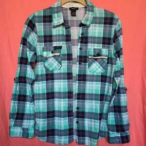 Mint Plaid Button Up Shirt